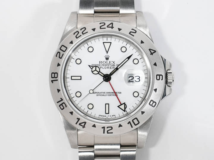 ロレックス エクスプローラーII Ref.16570 ステンレススチール ホワイト文字盤 オイスターブレスレット 美中古 ghvs62i8
