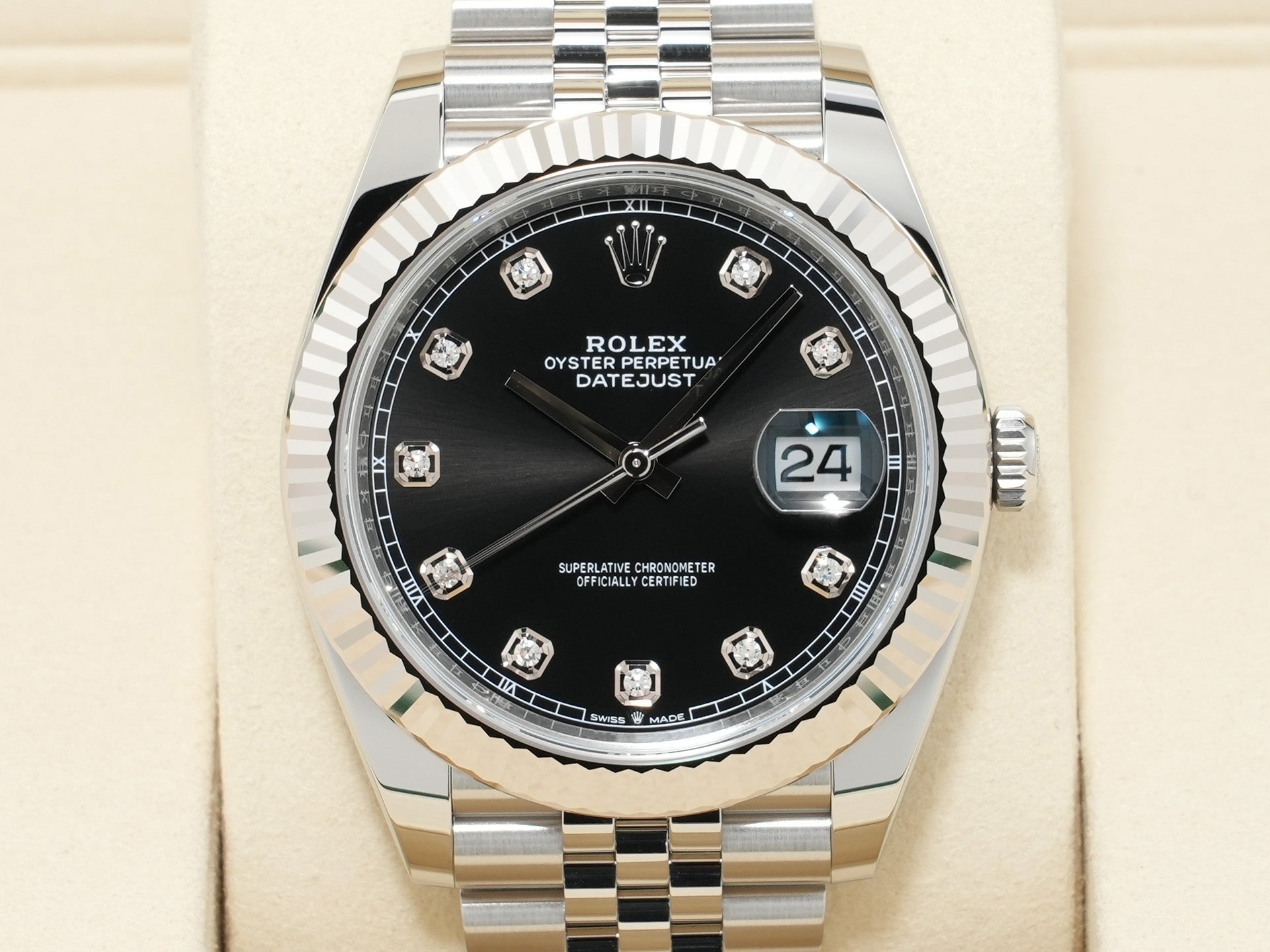 ロレックス デイトジャスト41 Ref.126334G ステンレススチール/ホワイトゴールド ブラックx10Pダイヤ文字盤 ジュビリーブレスレット 未使用 gd7xrsme