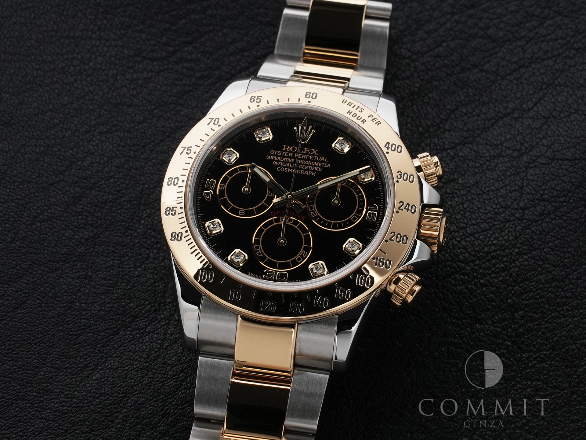 ロレックス デイトナ Ref.116523G ステンレススチール/イエローゴールド ブラックx8Pダイヤ文字盤 美中古 9vei8fvu