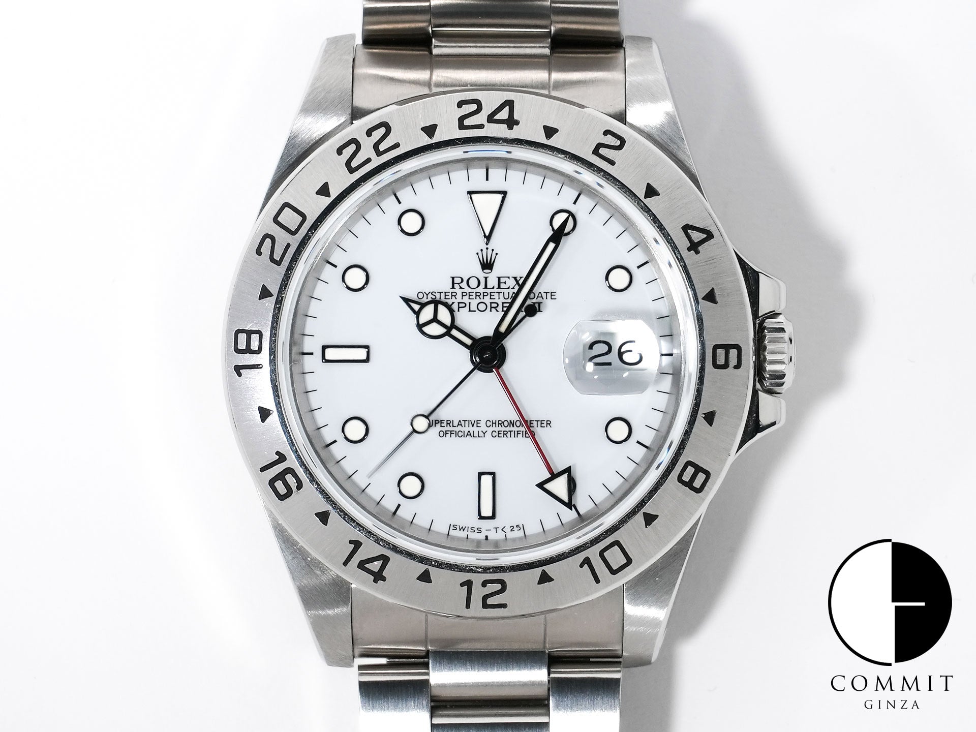 ロレックス エクスプローラーII Ref.16570 ステンレススチール ホワイト文字盤 オイスターブレスレット 中古 zfuhhy73