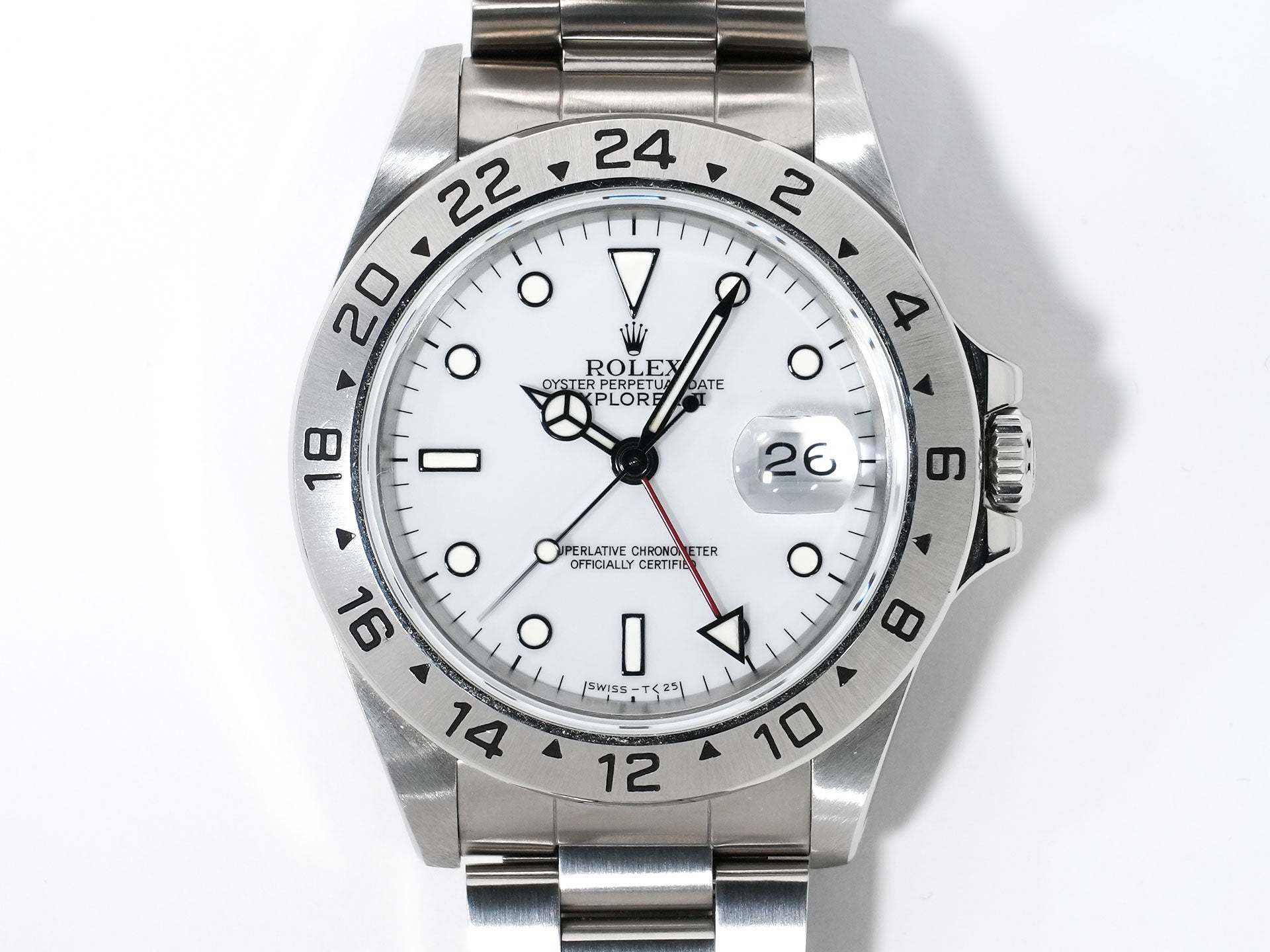 ロレックス エクスプローラーII Ref.16570 ステンレススチール ホワイト文字盤 オイスターブレスレット 中古 zfuhhy73