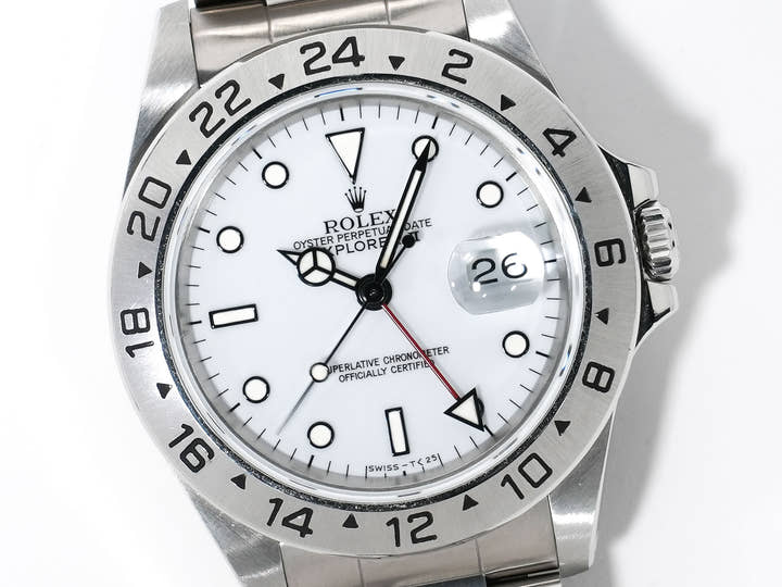 ロレックス エクスプローラーII Ref.16570 ステンレススチール ホワイト文字盤 オイスターブレスレット 中古 zfuhhy73