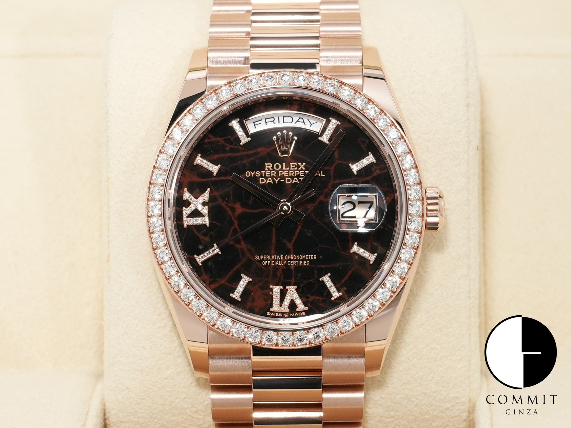 ロレックス デイデイト36 Ref.128345RBR エバーローズゴールド アイゼンキーゼル文字盤 未使用 LP6JCLAC