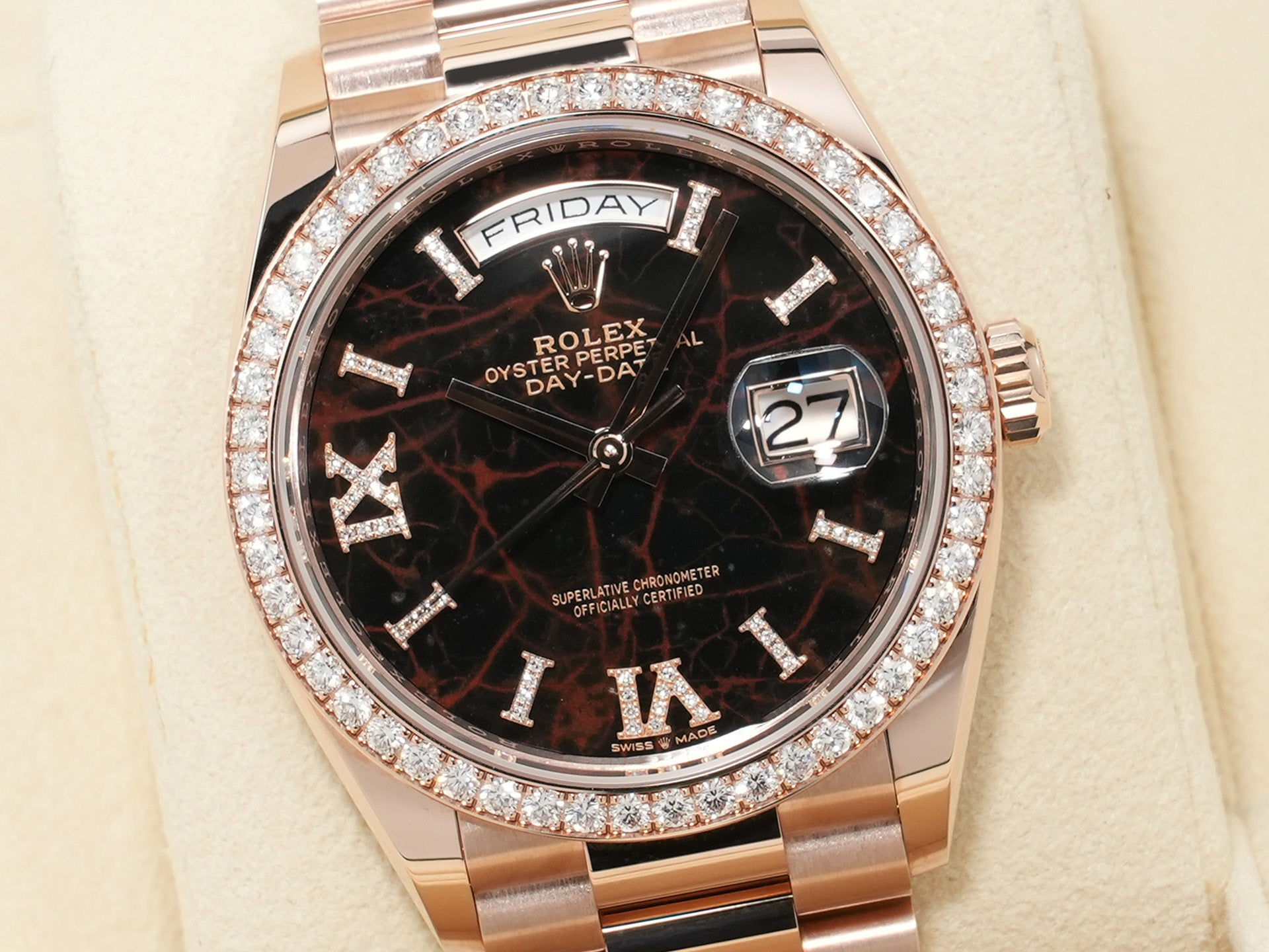 ロレックス デイデイト36 Ref.128345RBR エバーローズゴールド アイゼンキーゼル文字盤 未使用 LP6JCLAC