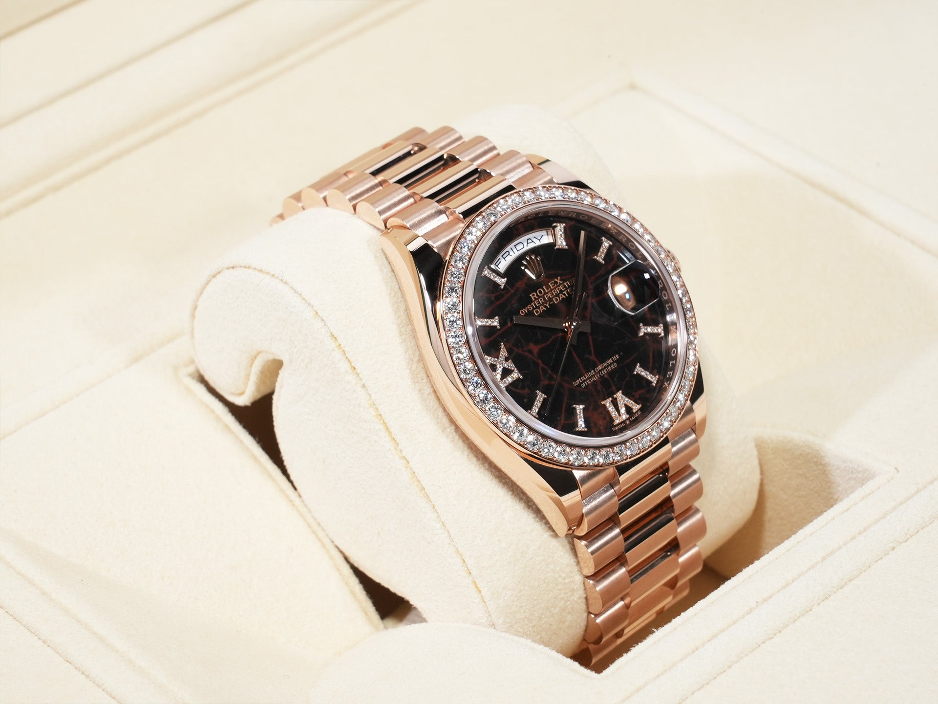 ロレックス デイデイト36 Ref.128345RBR エバーローズゴールド アイゼンキーゼル文字盤 未使用 LP6JCLAC