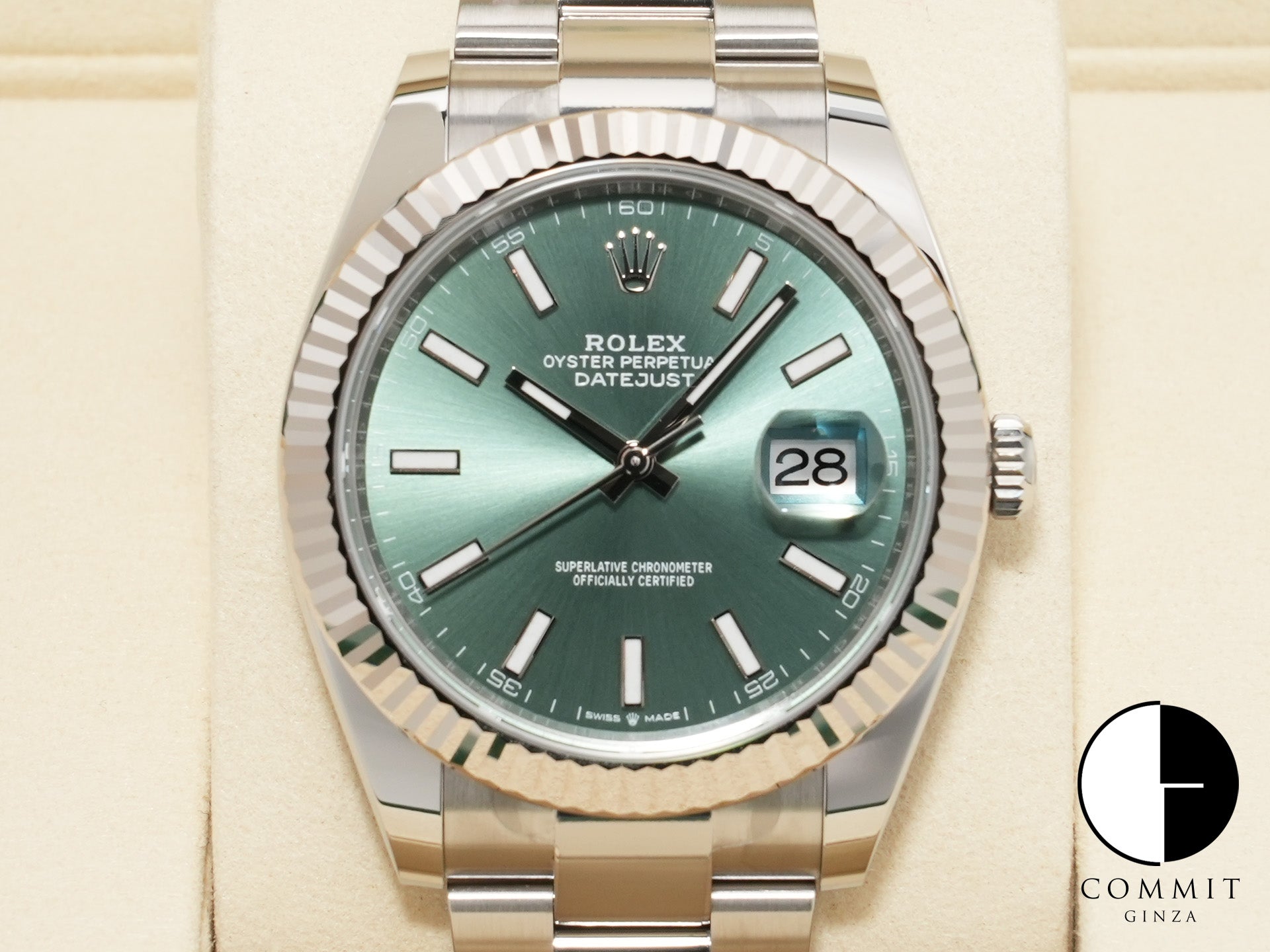 ロレックス デイトジャスト41 Ref.126334 ステンレススチール/ホワイトゴールド ミントグリーン文字盤 オイスターブレスレット 未使用 zzz6chd5