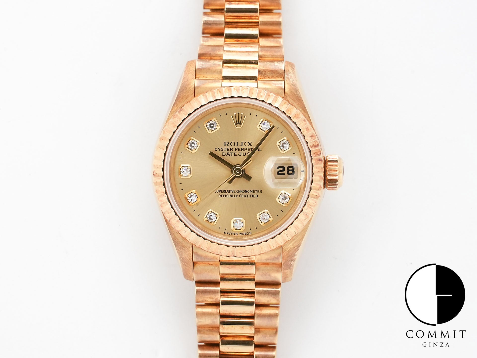 ロレックス デイトジャスト26 Ref.69178G イエローゴールド シャンパンゴールドx10Pダイヤ文字盤 プレジデントブレスレット 中古 vqxts9ap