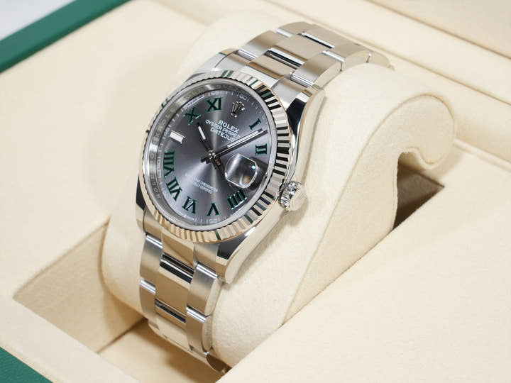 ロレックス デイトジャスト36 Ref.126234 ステンレススチール/ホワイトゴールド スレートローマン文字盤 オイスターブレスレット 未使用 gvaaoagc