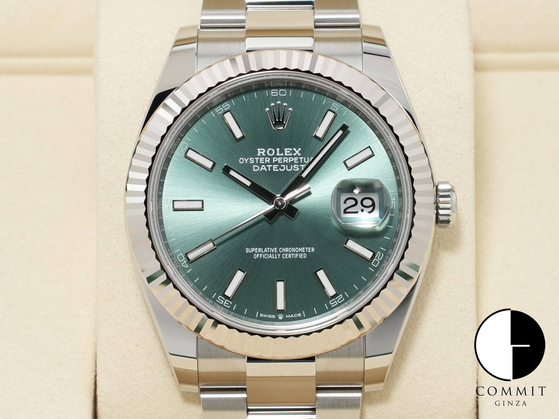 ロレックス デイトジャスト41 Ref.126334 ステンレススチール/ホワイトゴールド ミントグリーン文字盤 オイスターブレスレット 未使用 3tq5vkuq