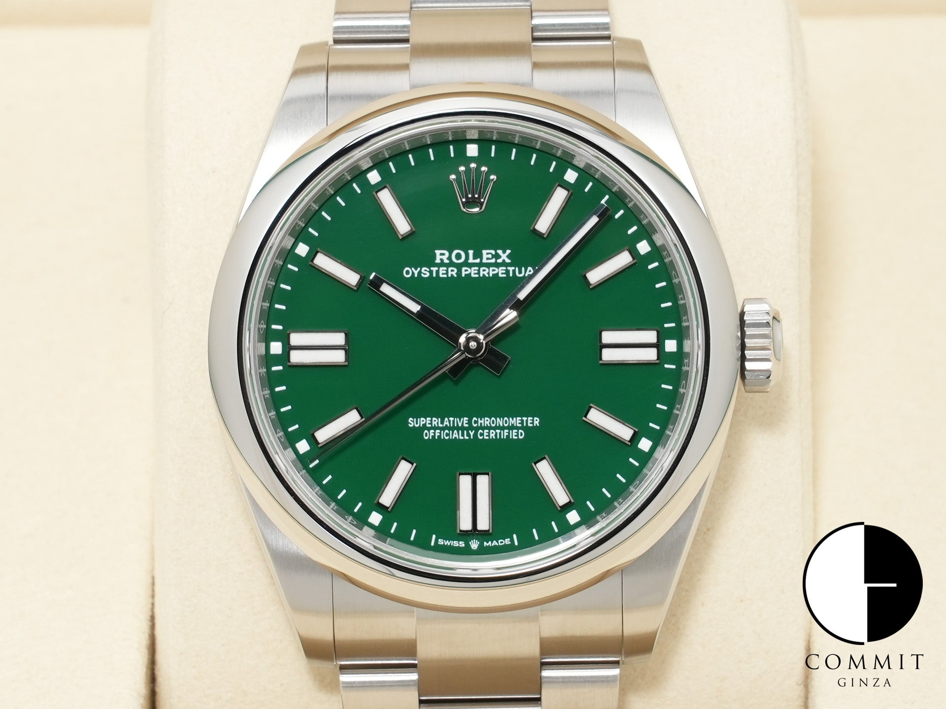 ロレックス オイスターパーペチュアル41 Ref.134300 ステンレススチール グリーン文字盤 未使用 bhj8aucn