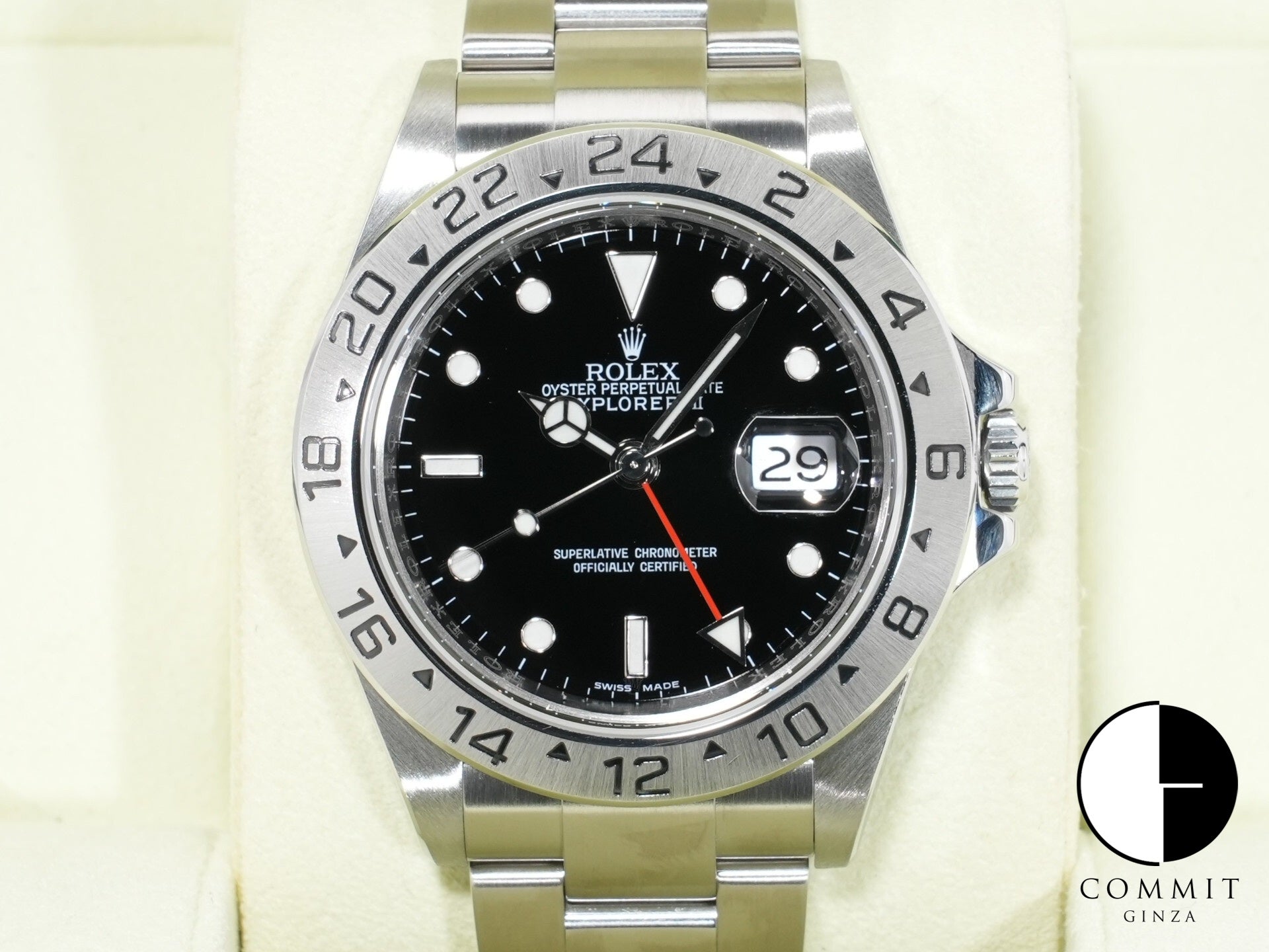 ロレックス エクスプローラーII Ref.16570 ステンレススチール ブラック文字盤 オイスターブレスレット 美中古 axqjg58u