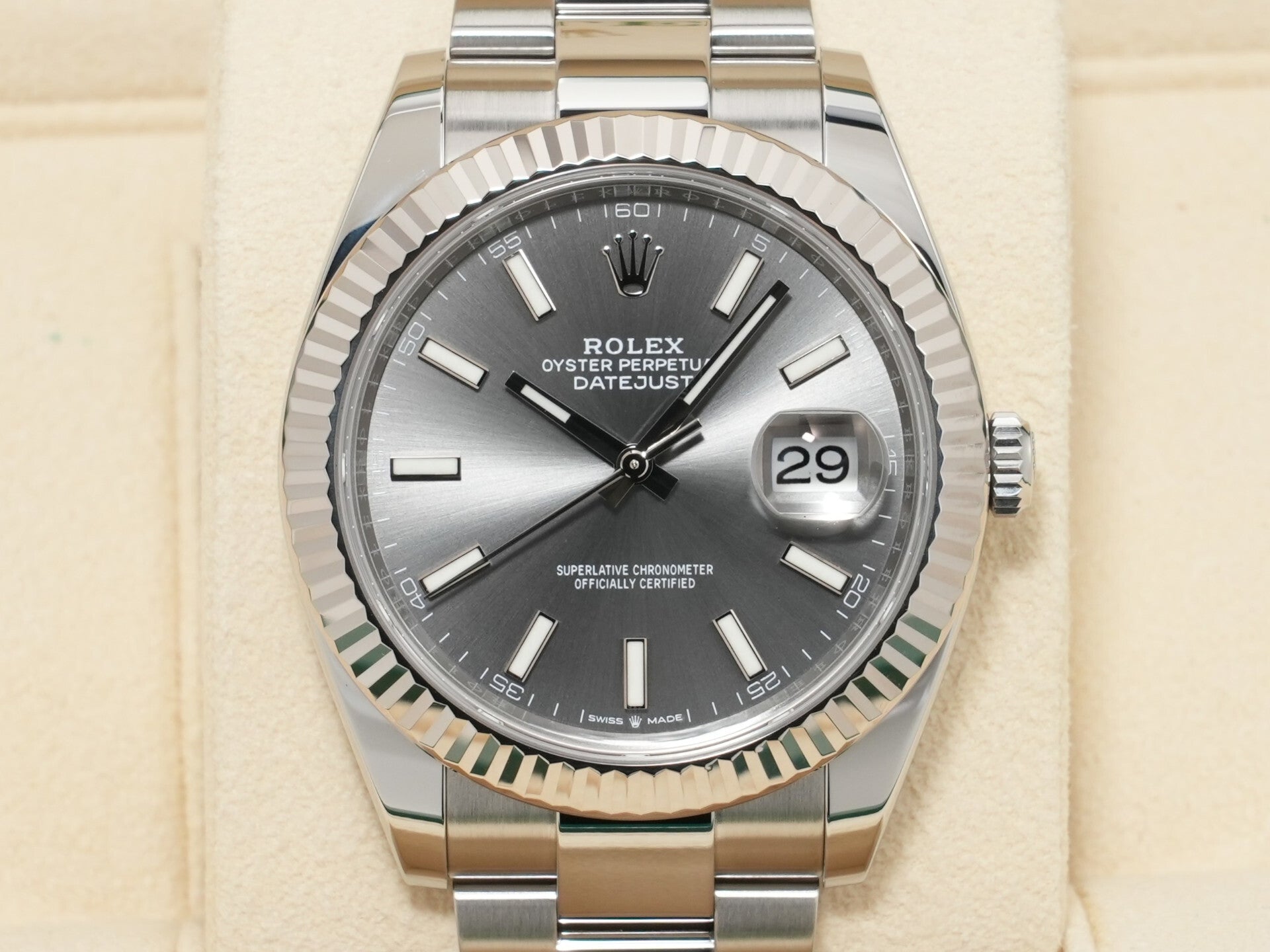 ロレックス デイトジャスト41 Ref.126334 ステンレススチール/ホワイトゴールド スレート文字盤 オイスターブレスレット 美中古 6yfsnwvu