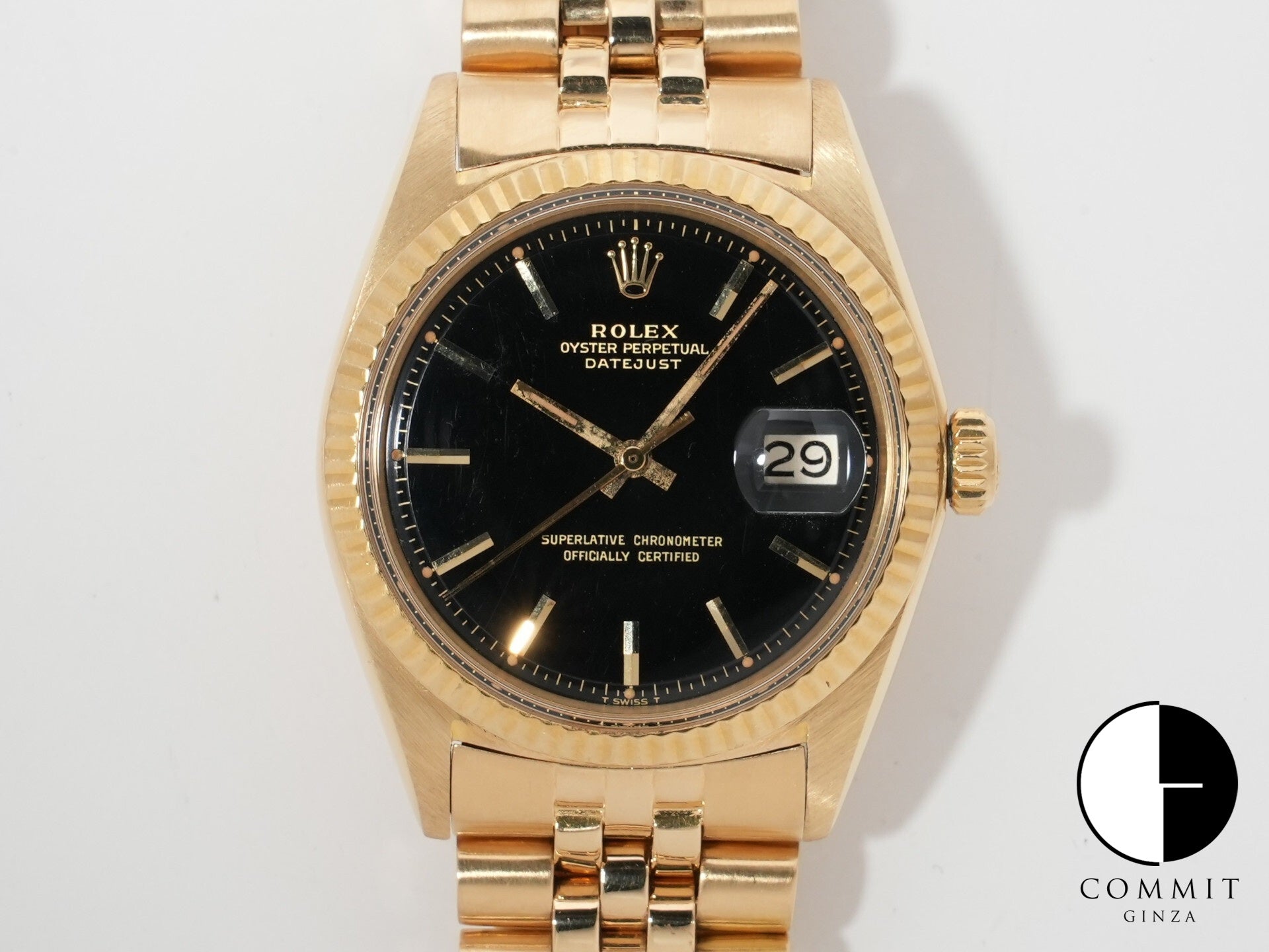 ロレックス デイトジャスト Ref.1601 イエローゴールド ブラック文字盤 中古 9rv23uux