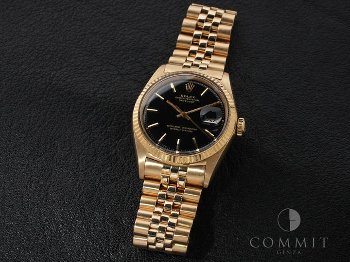 ロレックス デイトジャスト Ref.1601 イエローゴールド ブラック文字盤 中古 9rv23uux