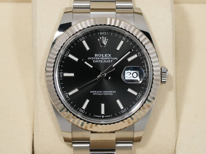 ロレックス デイトジャスト41 Ref.126334 ステンレススチール/ホワイトゴールド ブラック文字盤 オイスターブレスレット 未使用 6vgnk59w