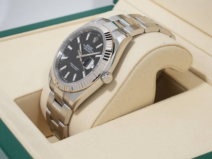 ロレックス デイトジャスト41 Ref.126334 ステンレススチール/ホワイトゴールド ブラック文字盤 オイスターブレスレット 未使用 6vgnk59w