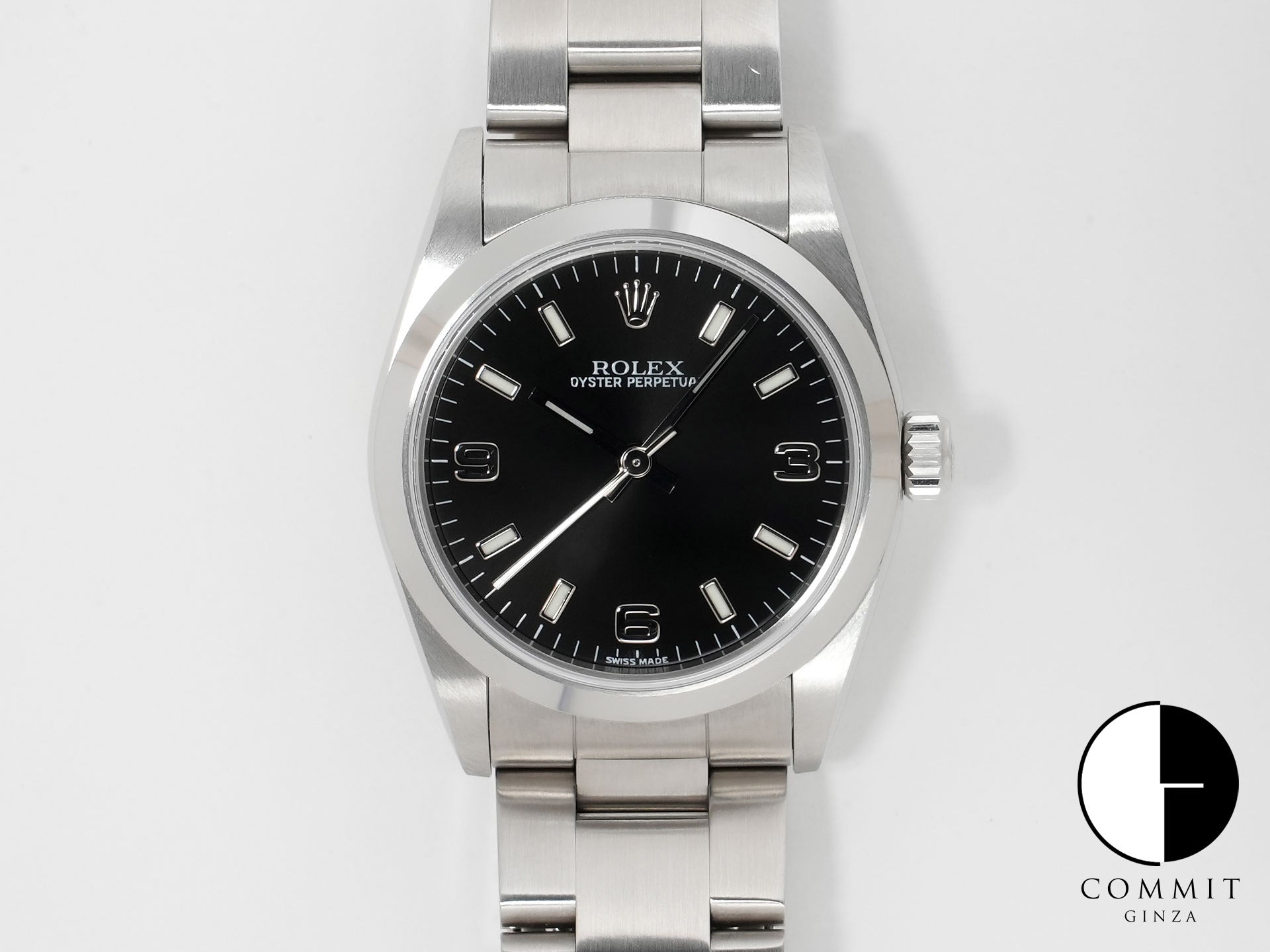 ロレックス オイスターパーペチュアル Ref.77080 ステンレススチール ブラック文字盤 美中古 rq5s3r3u