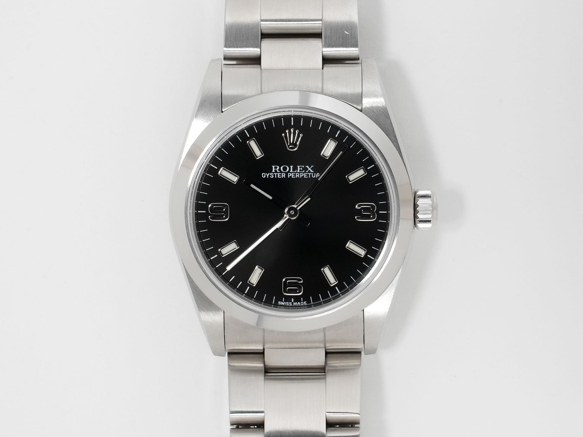 ロレックス オイスターパーペチュアル Ref.77080 ステンレススチール ブラック文字盤 美中古 rq5s3r3u