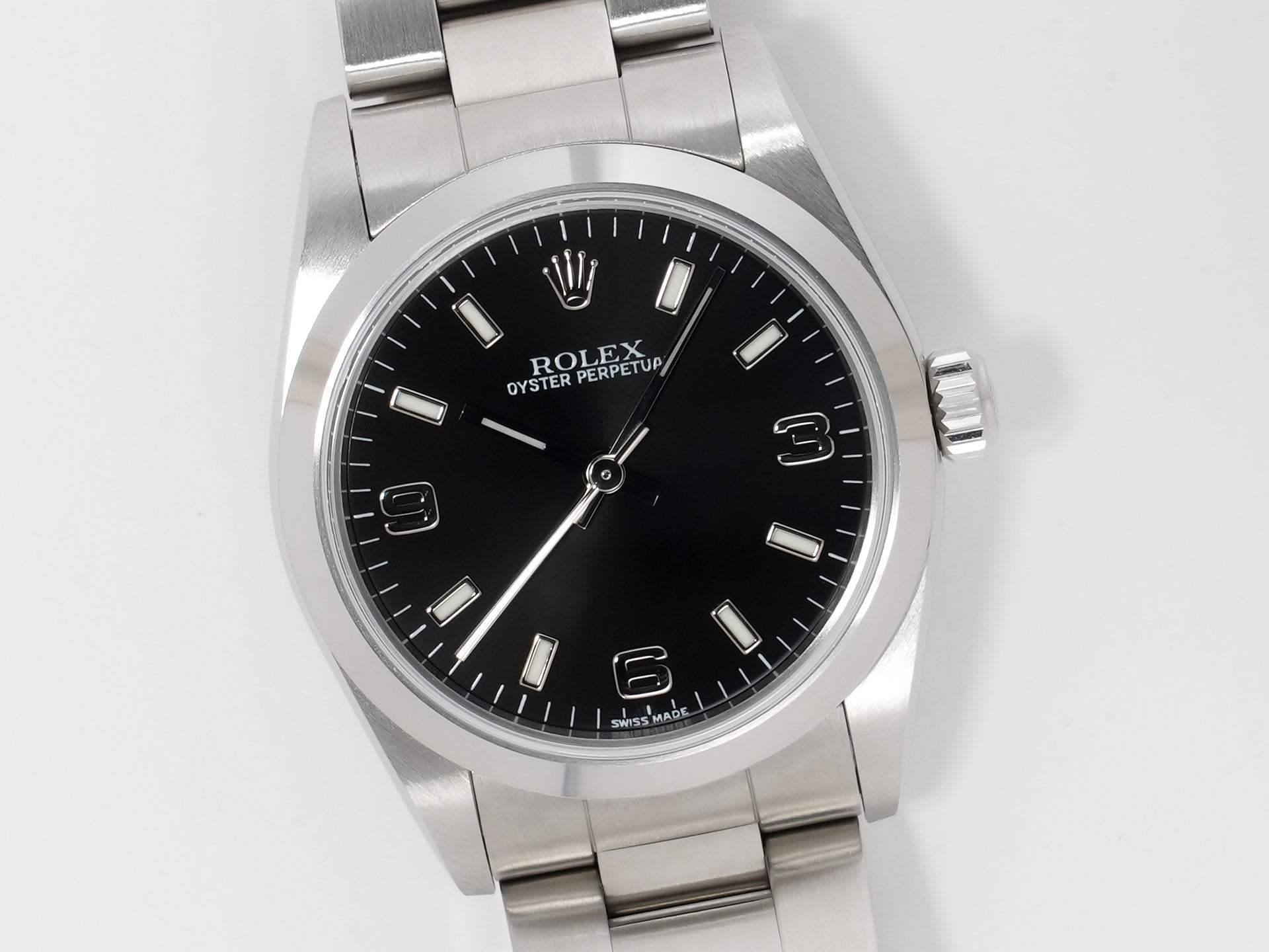 ロレックス オイスターパーペチュアル Ref.77080 ステンレススチール ブラック文字盤 美中古 rq5s3r3u