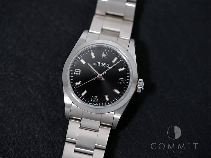 ロレックス オイスターパーペチュアル Ref.77080 ステンレススチール ブラック文字盤 美中古 rq5s3r3u