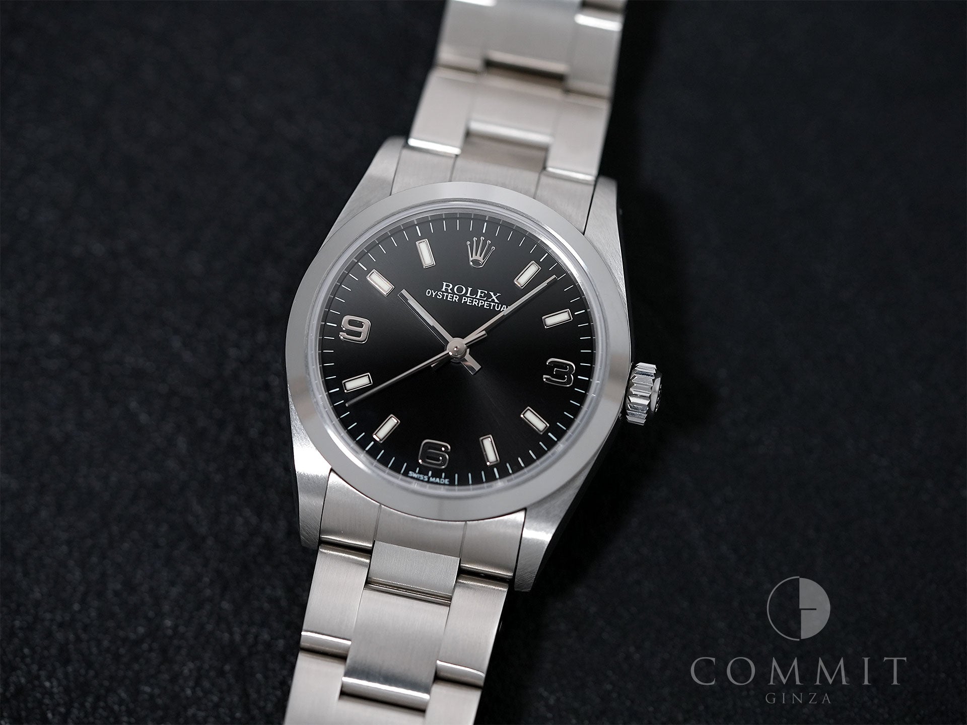 ロレックス オイスターパーペチュアル Ref.77080 ステンレススチール ブラック文字盤 美中古 rq5s3r3u