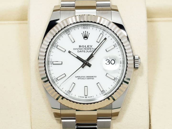 ロレックス デイトジャスト41 Ref.126334 ステンレススチール/ホワイトゴールド ホワイト文字盤 オイスターブレスレット 未使用 crrmuaob