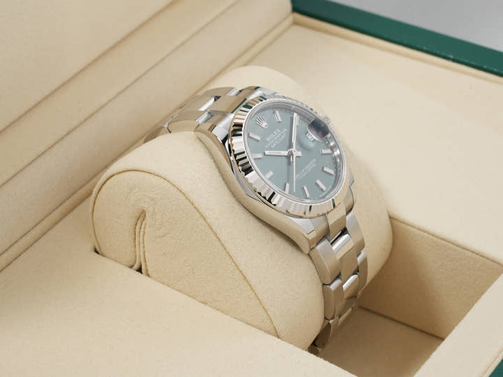 ロレックス デイトジャスト31 Ref.278274 ステンレススチール/ホワイトゴールド ミントグリーン文字盤 オイスターブレスレット 未使用 gq488t9g