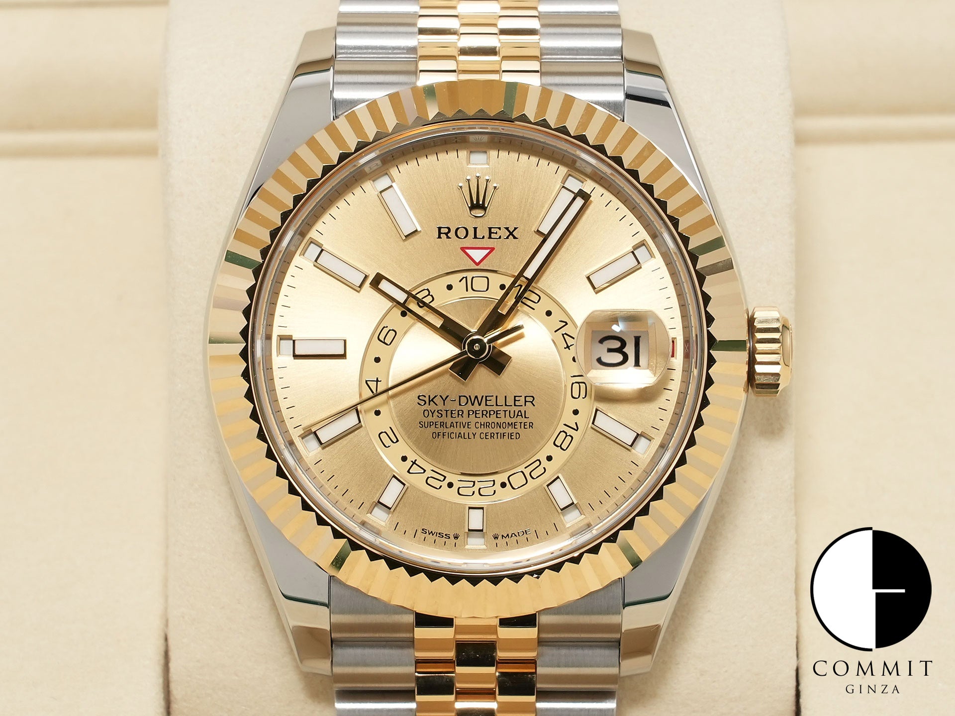 ロレックス スカイドゥエラー Ref.336933 ステンレススチール/イエローゴールド シャンパンカラー文字盤 ジュビリーブレスレット 中古 2nfjfcds