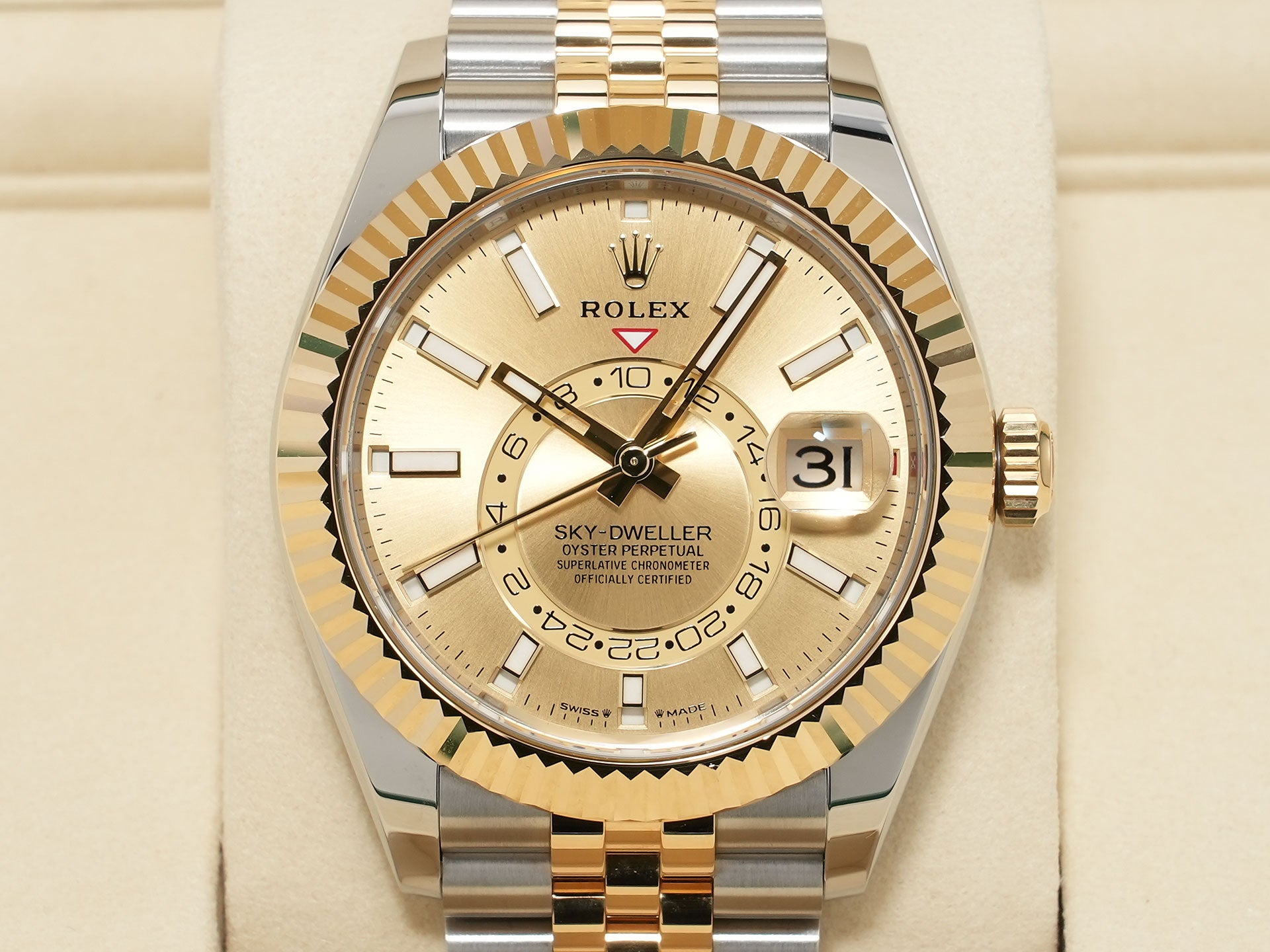 ロレックス スカイドゥエラー Ref.336933 ステンレススチール/イエローゴールド シャンパンカラー文字盤 ジュビリーブレスレット 中古 2nfjfcds