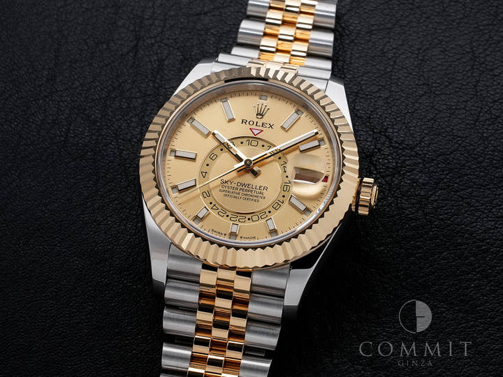 ロレックス スカイドゥエラー Ref.336933 ステンレススチール/イエローゴールド シャンパンカラー文字盤 ジュビリーブレスレット 中古 2nfjfcds