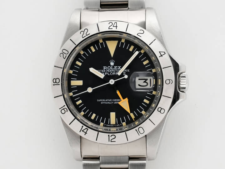 ロレックス エクスプローラーII Ref.1655 ステンレススチール ブラック文字盤 オイスターブレスレット 中古 apa58pym