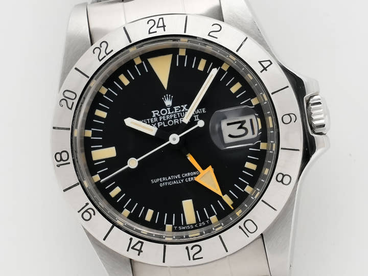 ロレックス エクスプローラーII Ref.1655 ステンレススチール ブラック文字盤 オイスターブレスレット 中古 apa58pym