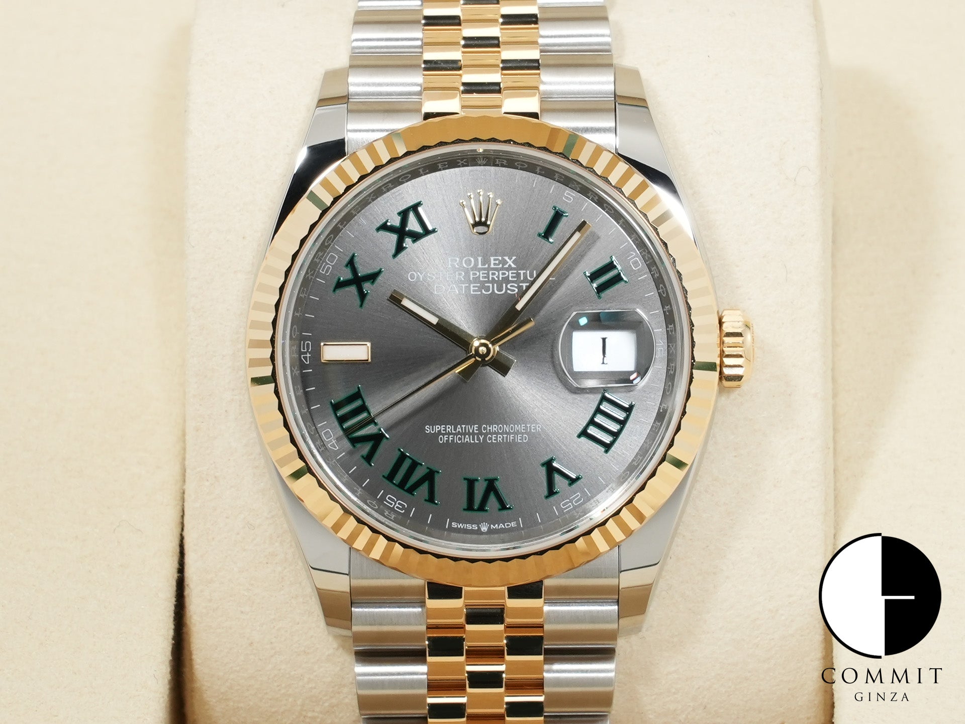 ロレックス デイトジャスト36 Ref.126233 ステンレススチール/イエローゴールド スレートローマン文字盤 ジュビリーブレスレット 未使用 j66nk9se