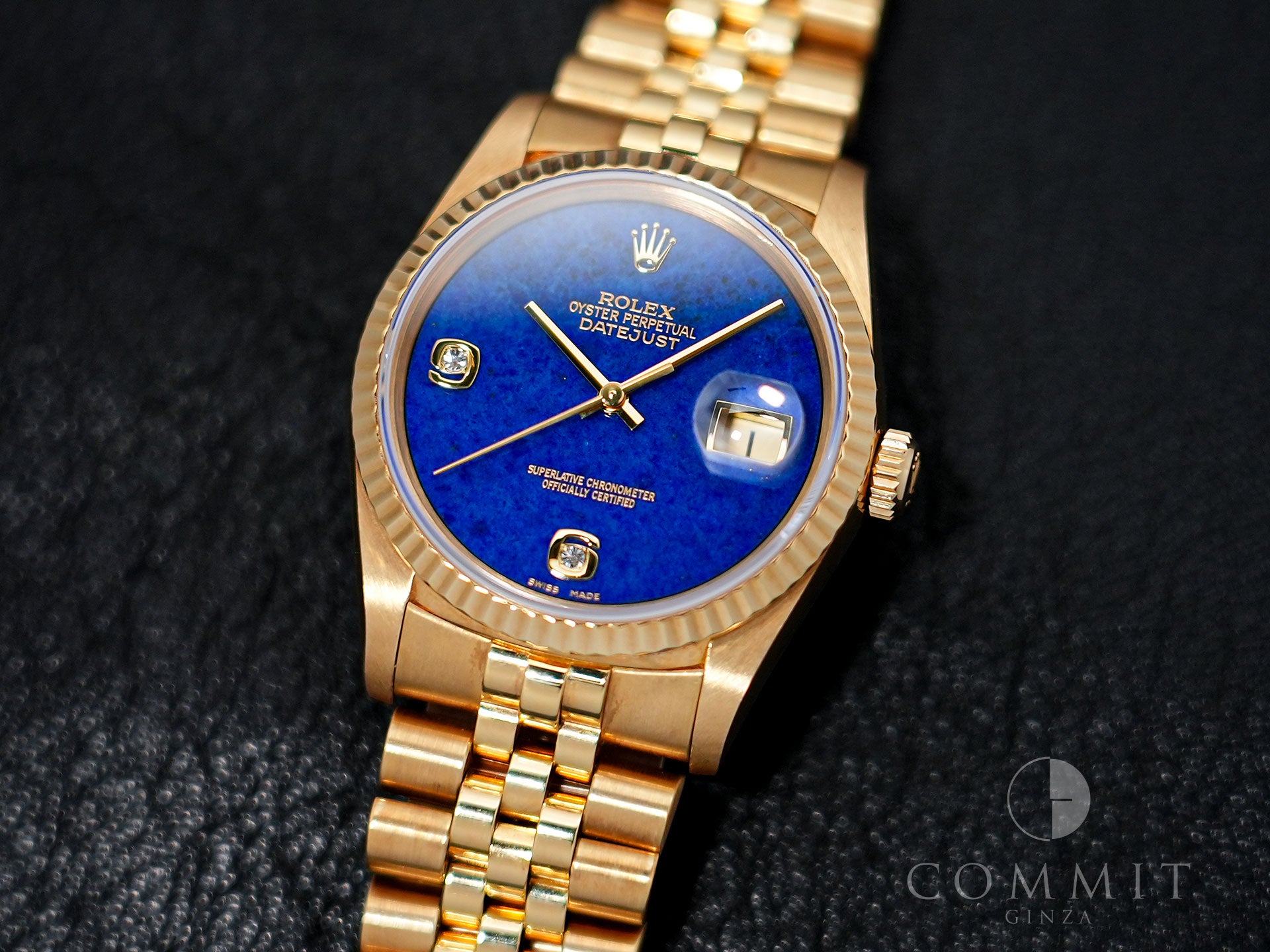 Rolex Datejust Ref. 16238 2BR Yellow Gold Lapis Lazuli x 2P Diamond Dial Excellent Used Condition w8n7uj64