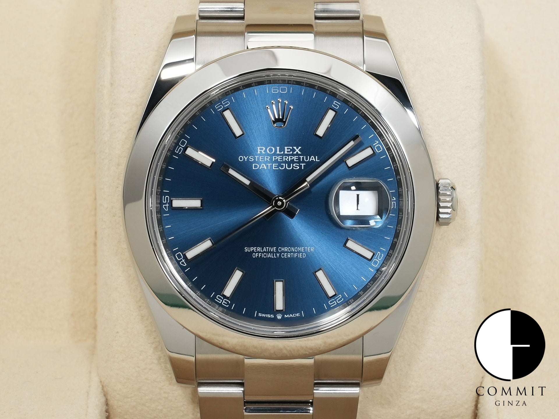 ロレックス デイトジャスト41 Ref.126300 ステンレススチール ブライトブルー文字盤 オイスターブレスレット 中古 m9jw2vwh