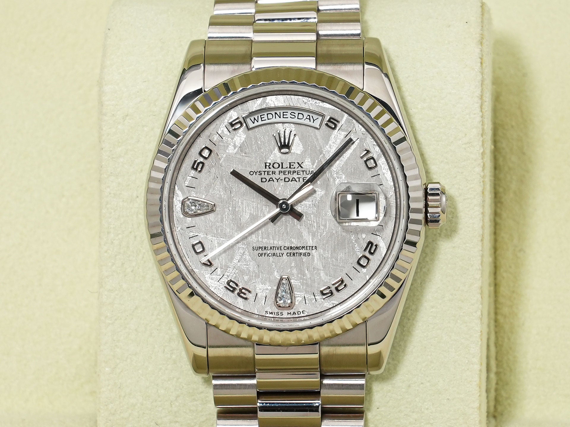 ロレックス デイデイト Ref.118239 2BR ホワイトゴールド メテオライト文字盤 中古 9bqddjrd