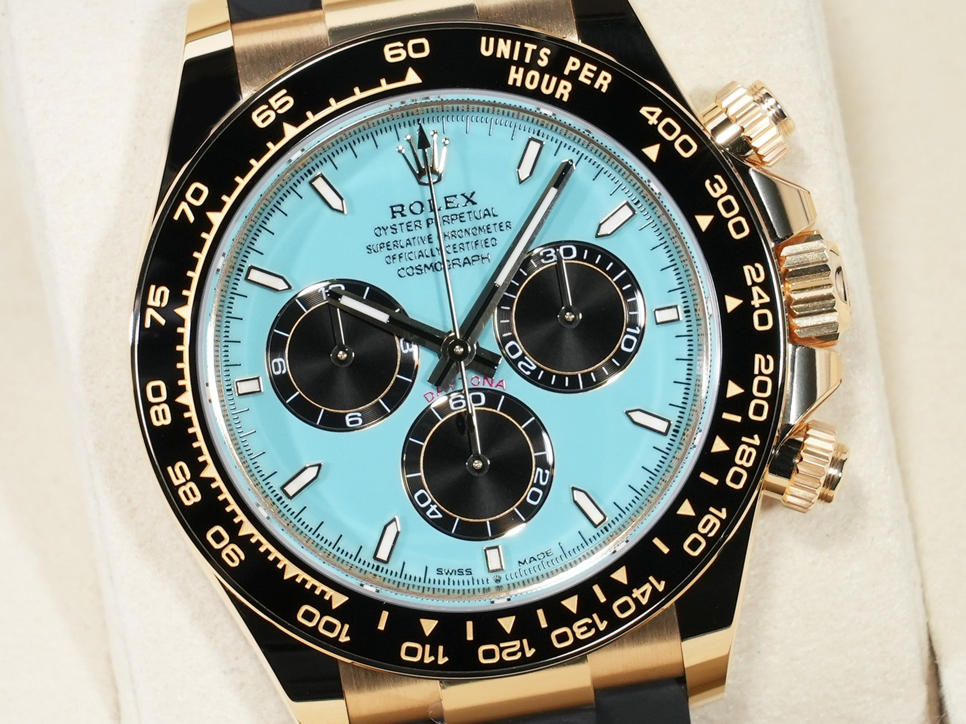 Rolex Daytona Ref. 126518LN Yellow Gold Turquoise Blue Dial Unused t4zxs9t3
