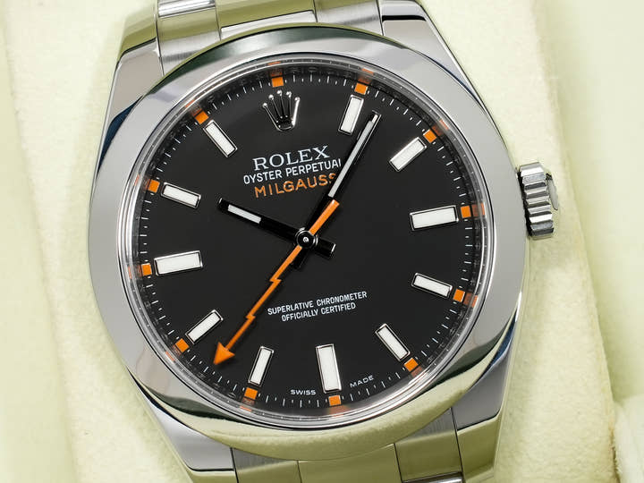 ロレックス ミルガウス Ref.116400 ステンレススチール ブラック文字盤 美品 po57s4bd