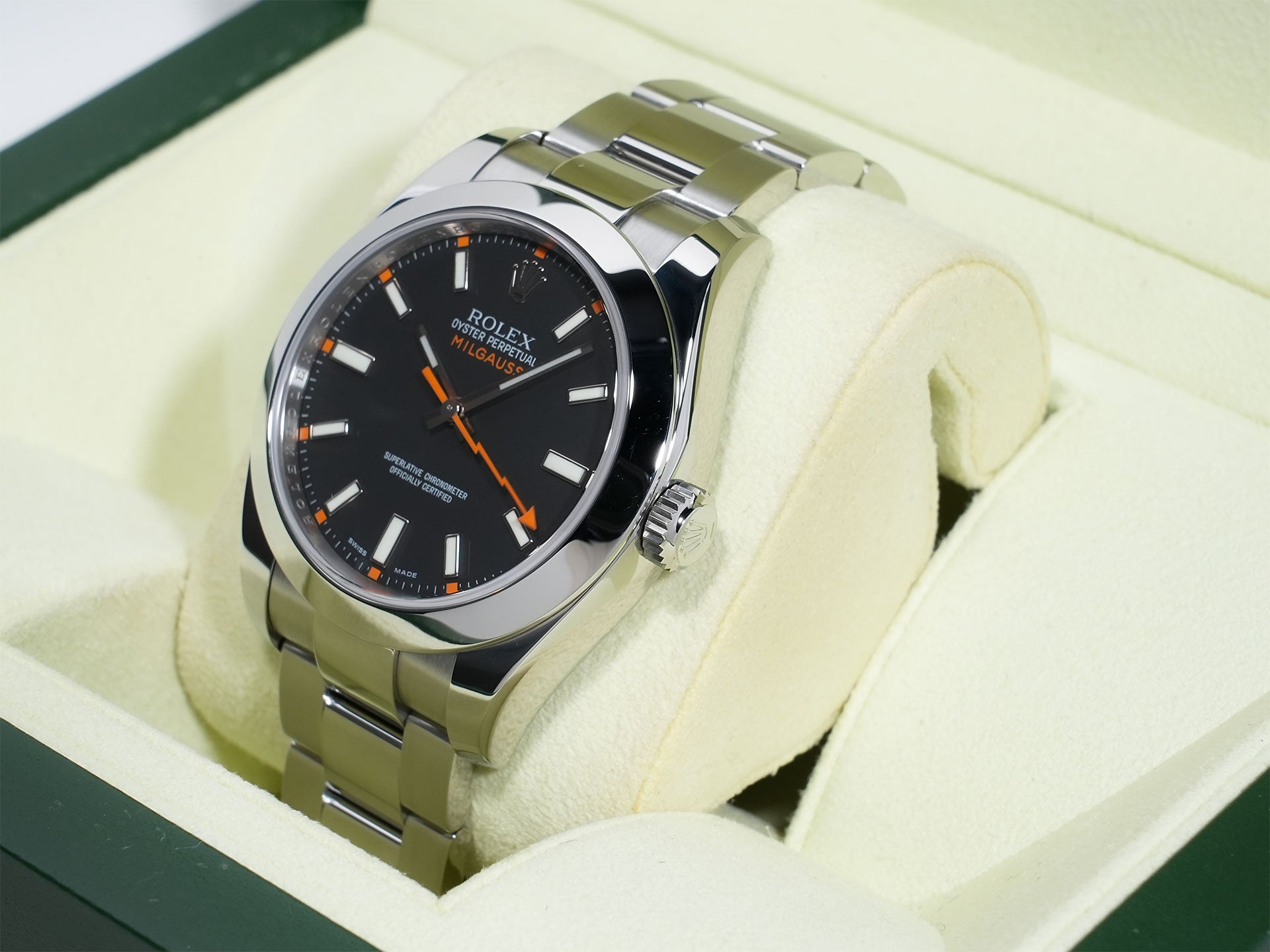 ロレックス ミルガウス Ref.116400 ステンレススチール ブラック文字盤 美品 po57s4bd