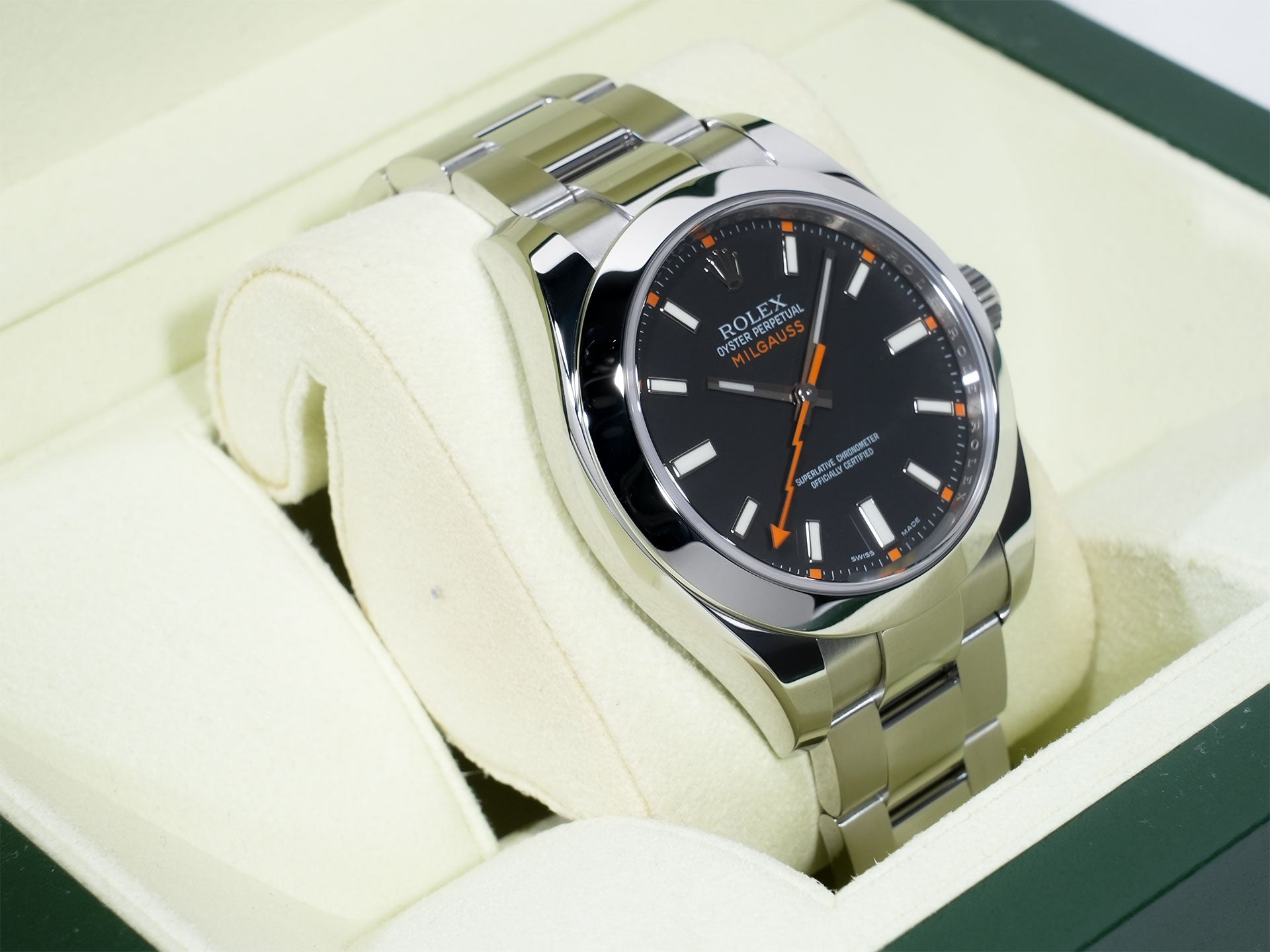 ロレックス ミルガウス Ref.116400 ステンレススチール ブラック文字盤 美品 po57s4bd