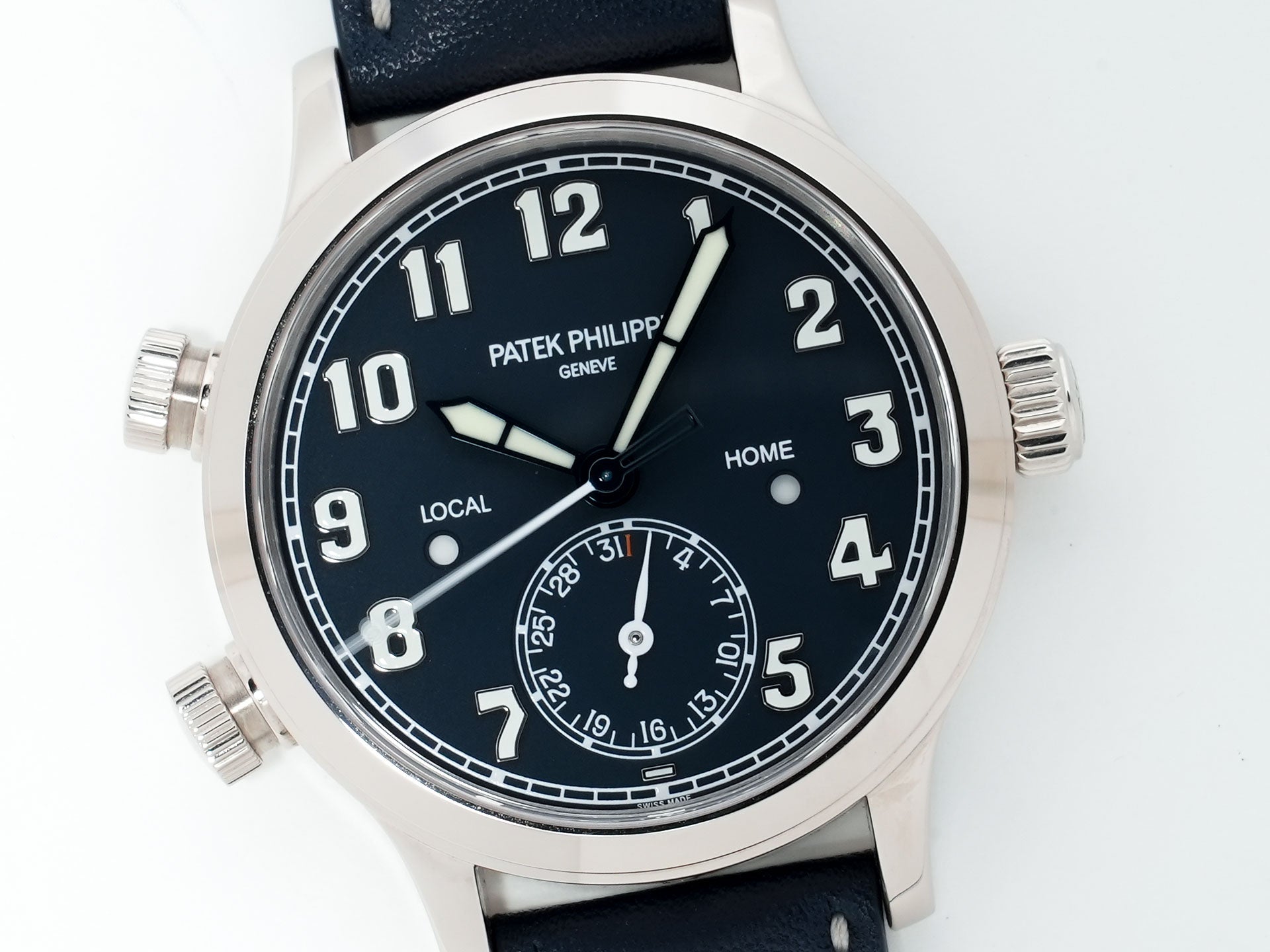 Patek Philippe Calatrava Pilot Travel Time Ref. 7234G-001 White Gold Blue Dial Excellent Used Condition ndfbsbq3