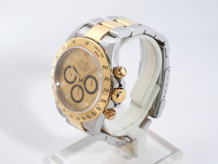 ロレックス デイトナ エルプリメロ Ref.16523G ステンレススチール/イエローゴールド シャンパン×8Pダイヤ文字盤 中古 w53hnfmn