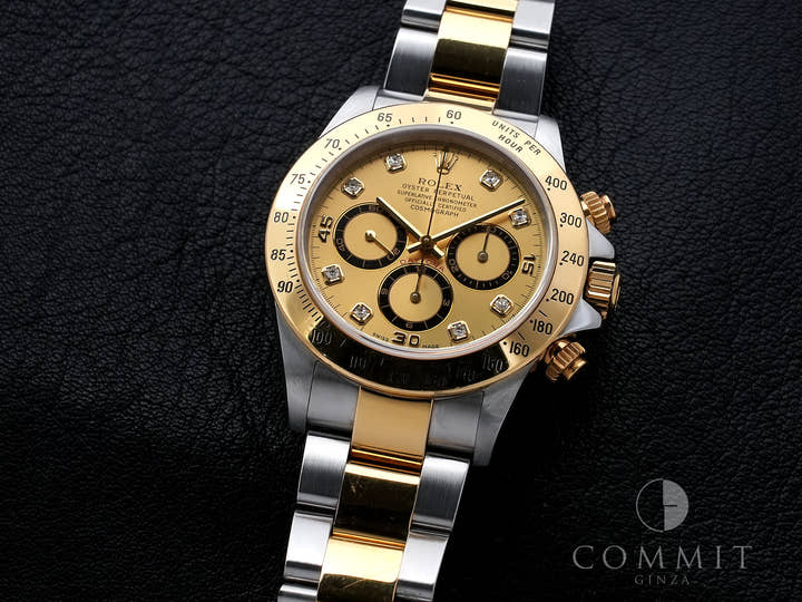 ロレックス デイトナ エルプリメロ Ref.16523G ステンレススチール/イエローゴールド シャンパン×8Pダイヤ文字盤 中古 w53hnfmn