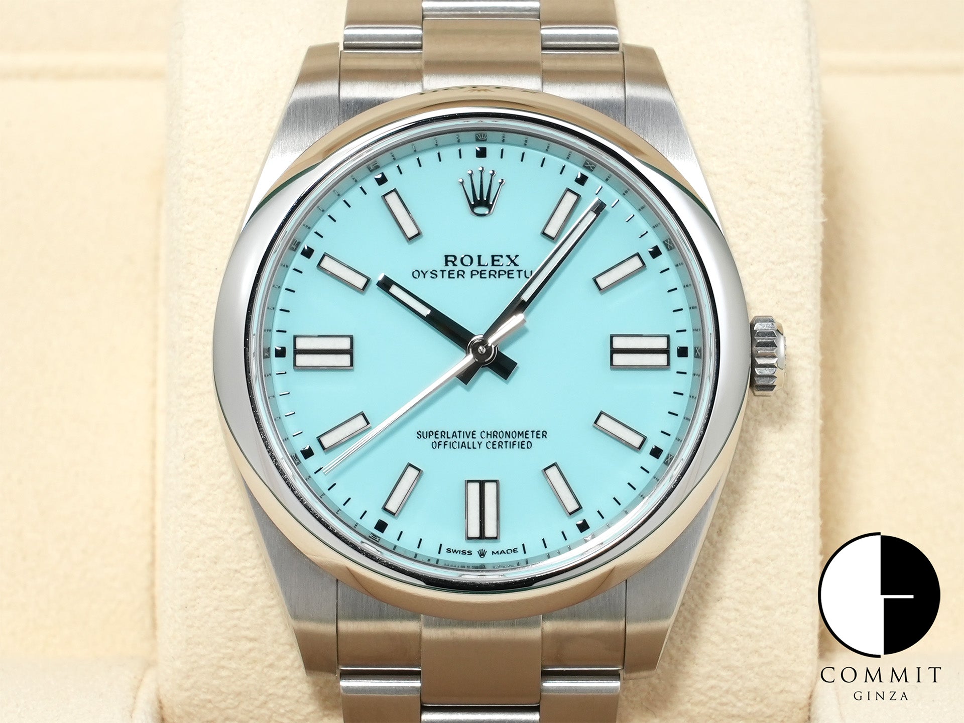ロレックス オイスターパーペチュアル41 Ref.124300 ステンレススチール ターコイズ文字盤 美中古 uz62srdh