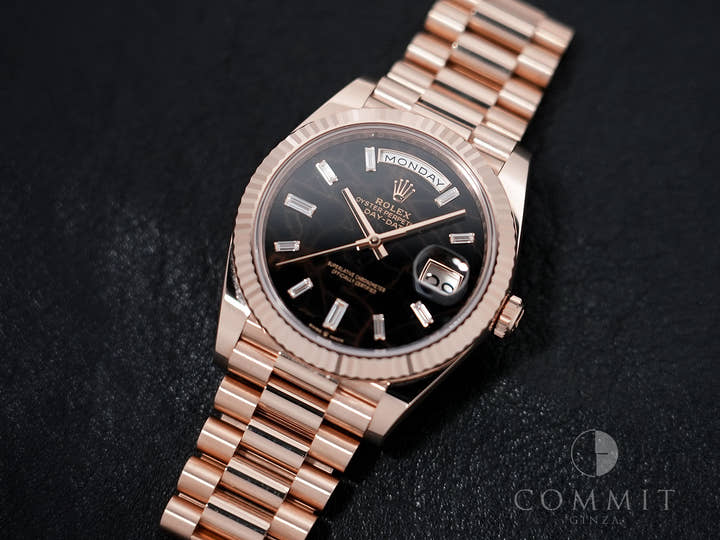 ロレックス デイデイト40 Ref.228235A エバーローズゴールド ダイヤモンド入りアイゼンキーゼル文字盤 美品 2zwok7qf