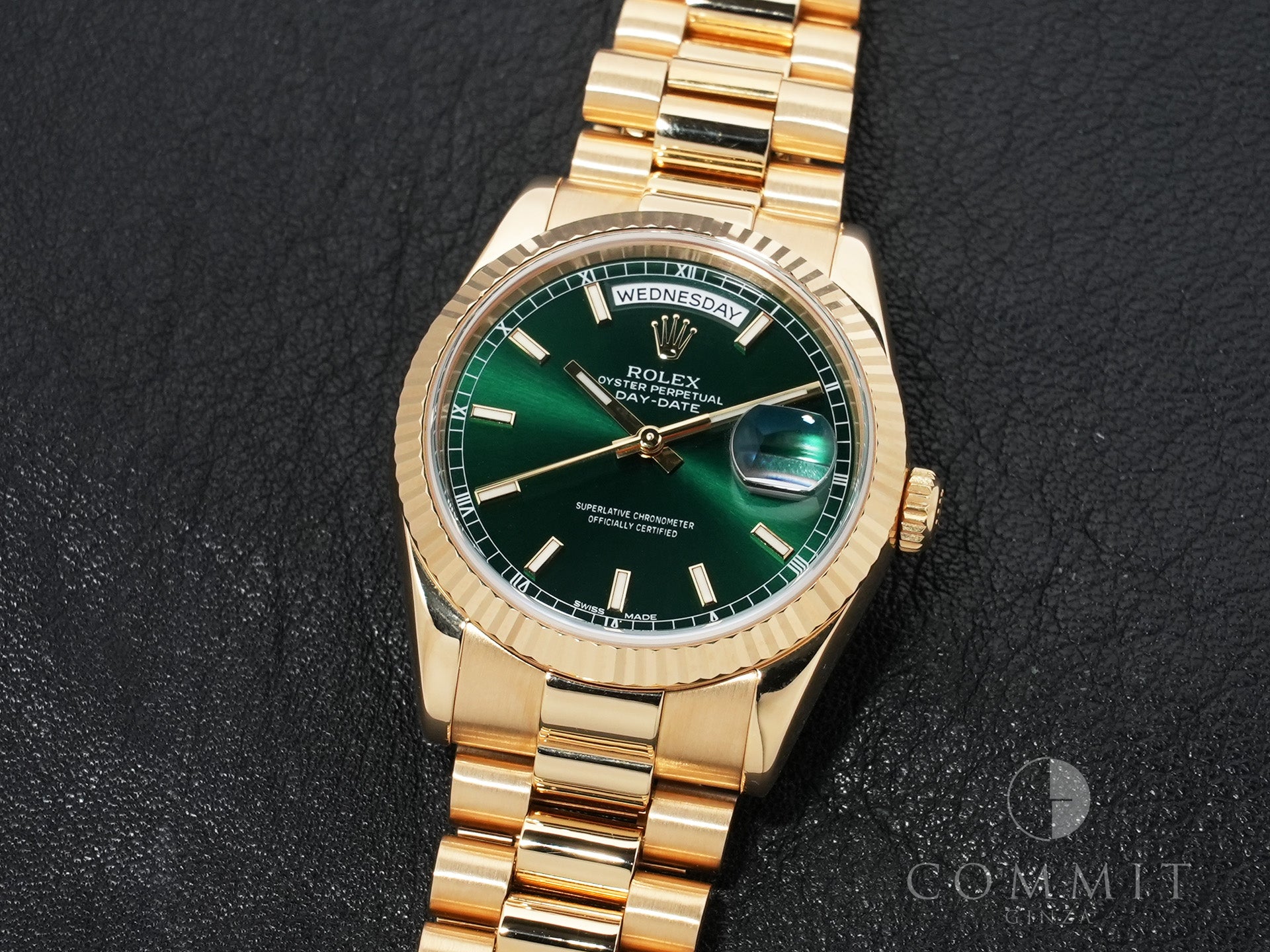ロレックス デイデイト36 Ref.118238 イエローゴールド グリーン文字盤 中古 byp4xiv5