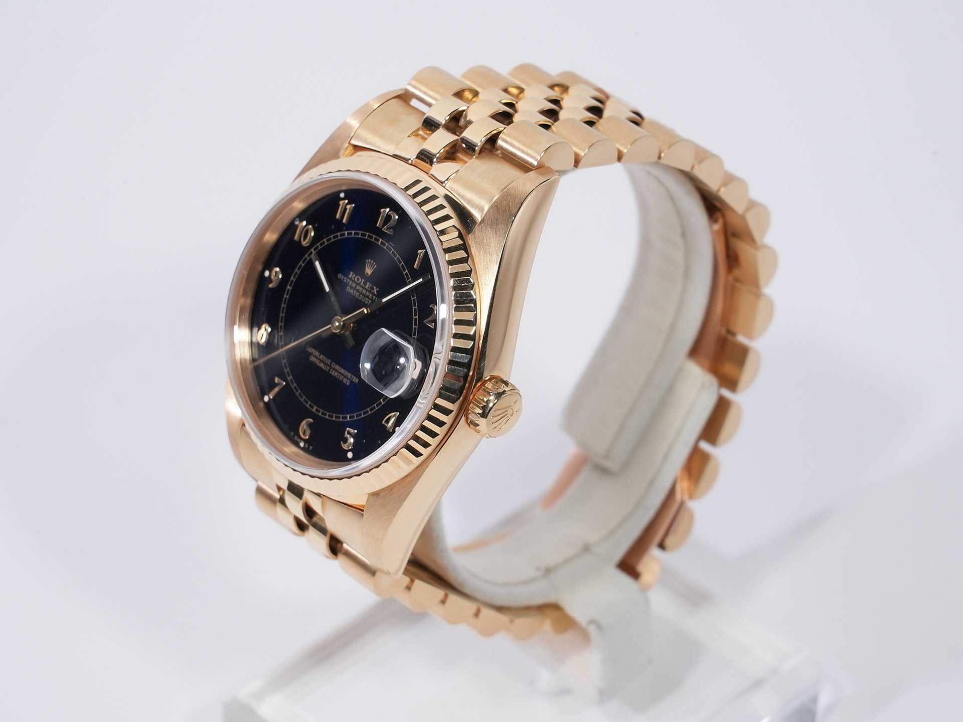 ロレックス デイトジャスト Ref.16018 イエローゴールド ブルーステラボイラーゲージ文字盤 中古 j7senwe6