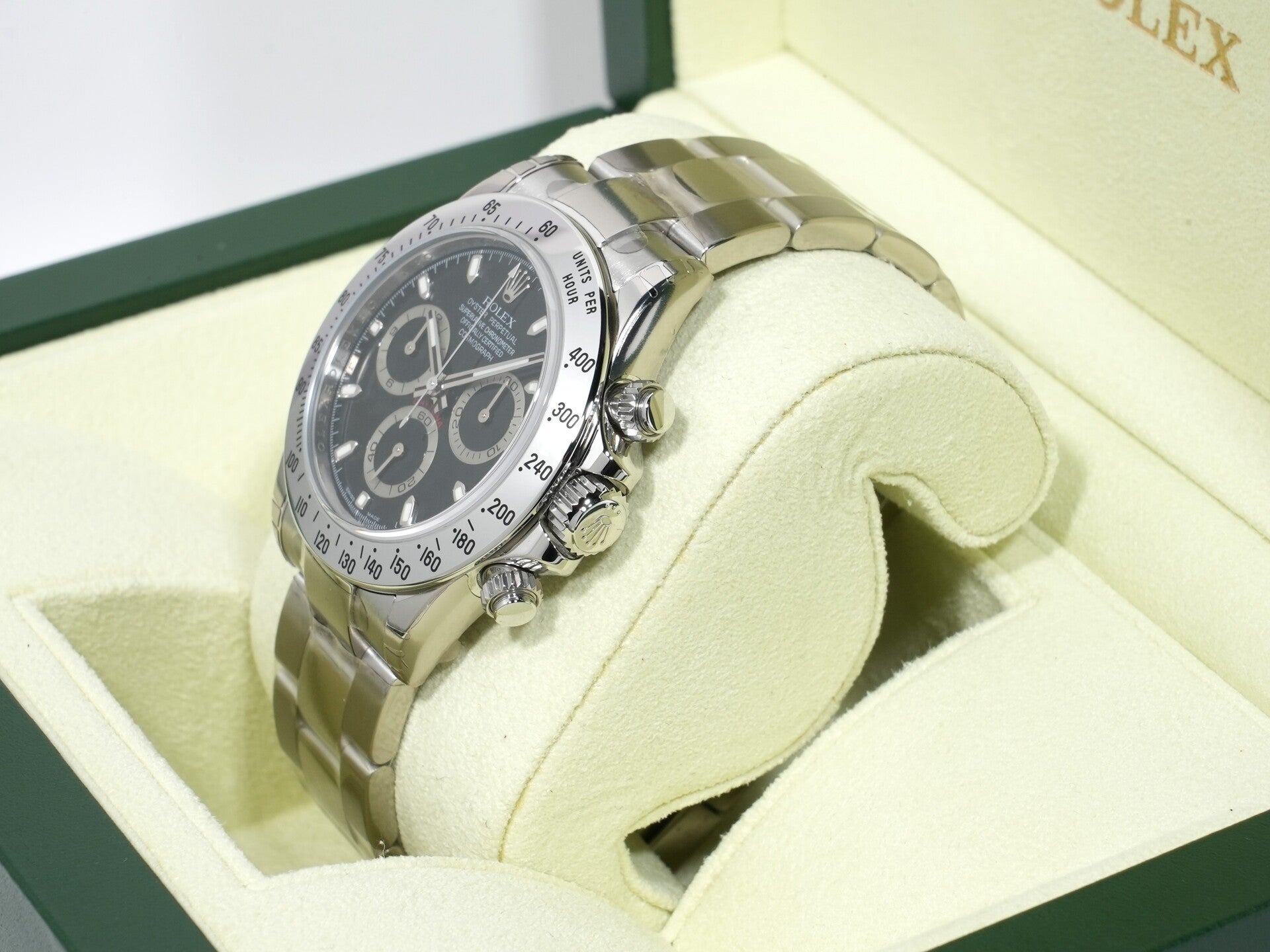 Rolex Daytona Ref. 116520 Stainless Steel Black Dial New Old Stock cah5ktcf
