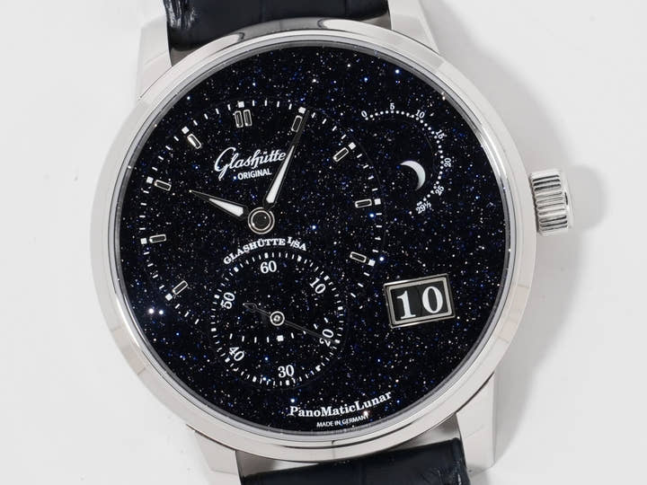 グラスヒュッテオリジナル パノマティック ルナ アニバーサリー エディション Ref.1-92-14-01-03-61 プラチナ ダークブルーのアベンチュリン文字盤 極美品 ccicxpa6