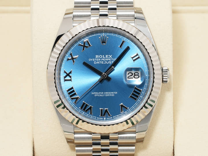 ロレックス デイトジャスト41 Ref.126334 ステンレススチール/ホワイトゴールド アズーロブルー文字盤 ジュビリーブレスレット 未使用 xv4h3jst